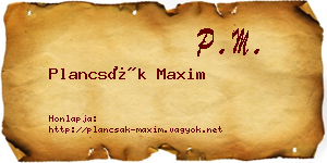 Plancsák Maxim névjegykártya